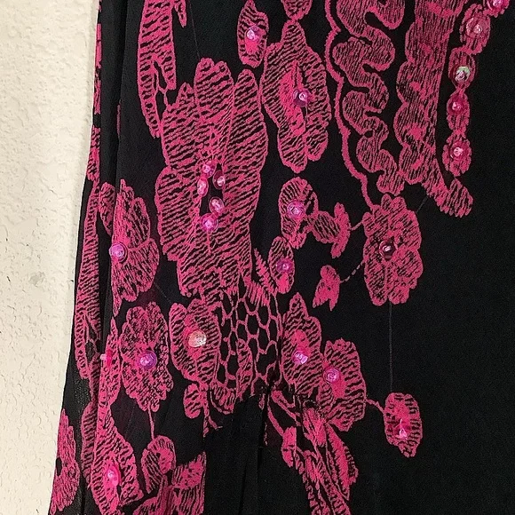 VINTAGE Mesh Y2K Skirt Handkerchief Hem Fairy Grunge Whimsigoth Black Pink 1X - Picture 6 of 11